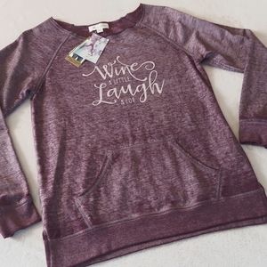 🍷2xHP🍷 Z by zobha Statement Sweatshirt "Wine A Little Laugh Alot"